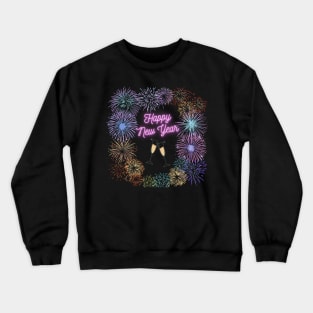 Happy New Year Fireworks and Champagne Flutes Crewneck Sweatshirt